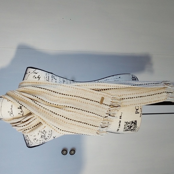 Lauren Ralph Lauren-  Neutral Scarf logo Patch Tans ,Cream and Browns Large Size - Picture 1 of 9